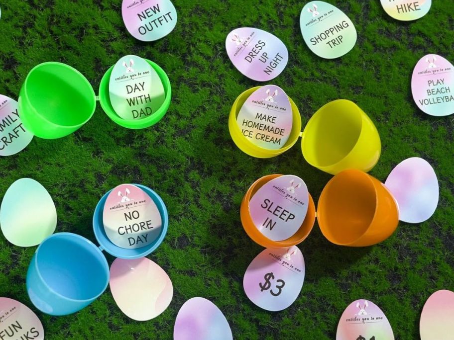 Easter Egg Tokens inside plastic eggs