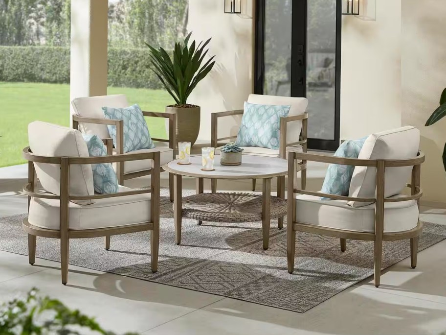 Hampton Bay 5-Piece Metal Patio Conversation Set w: Cushions