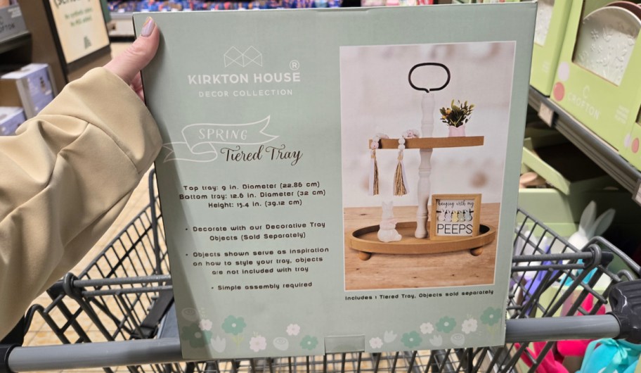 Kirkton House Spring Tiered Tray - Light Toned Wood inside of shopping cart