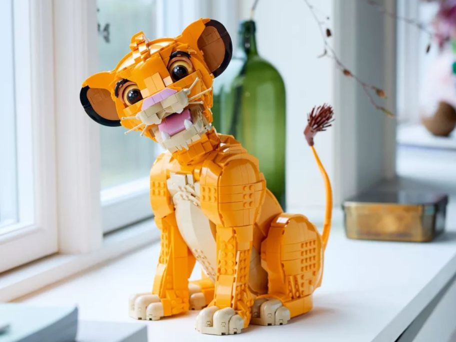 LEGO Simba on a window ledge