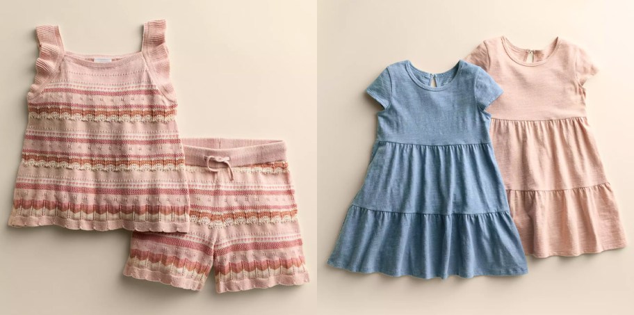 Little Co. By Lauren Conrad Baby & Toddler Girl Sweater Tank & Short Set and 2-Pack Organic Cotton Tiered Dresses