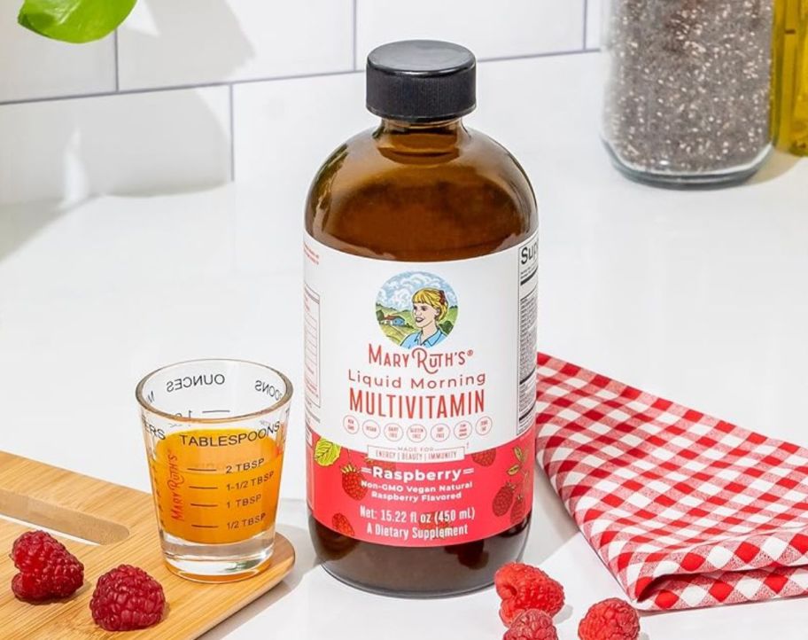 a bottle of liquid vitamins