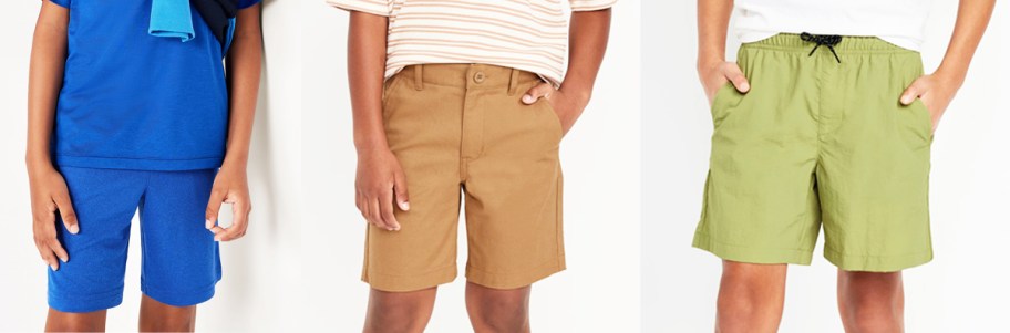 three boys modeling shorts