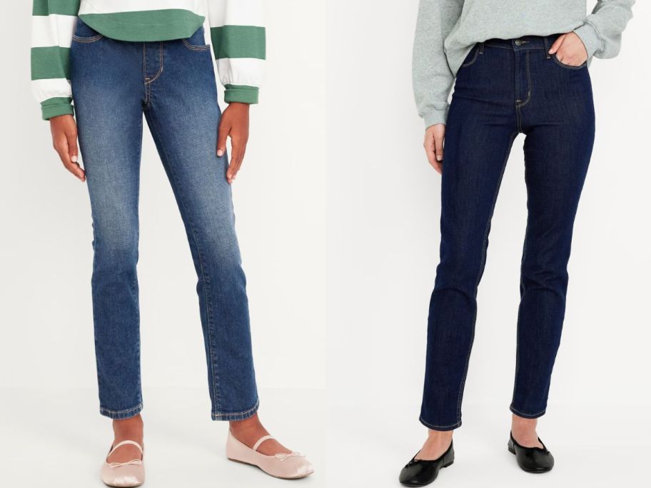 Stock images of two women wearing old navy jeans