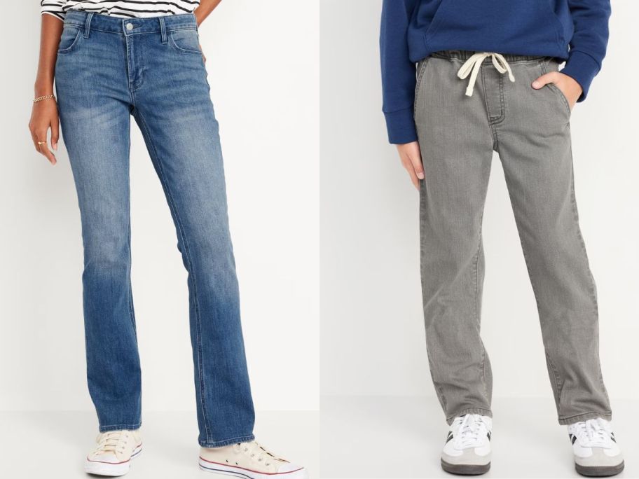 Stock images of a girl and a boy wearing Old Navy jeans