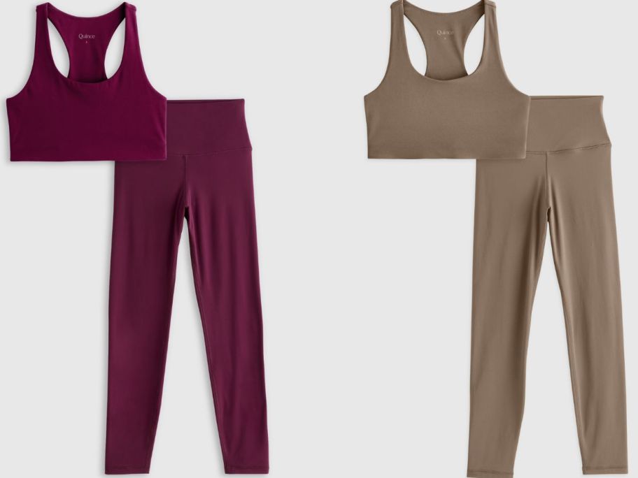 Stock images of two Quince Women's Ultra-Form Max Flow Sets