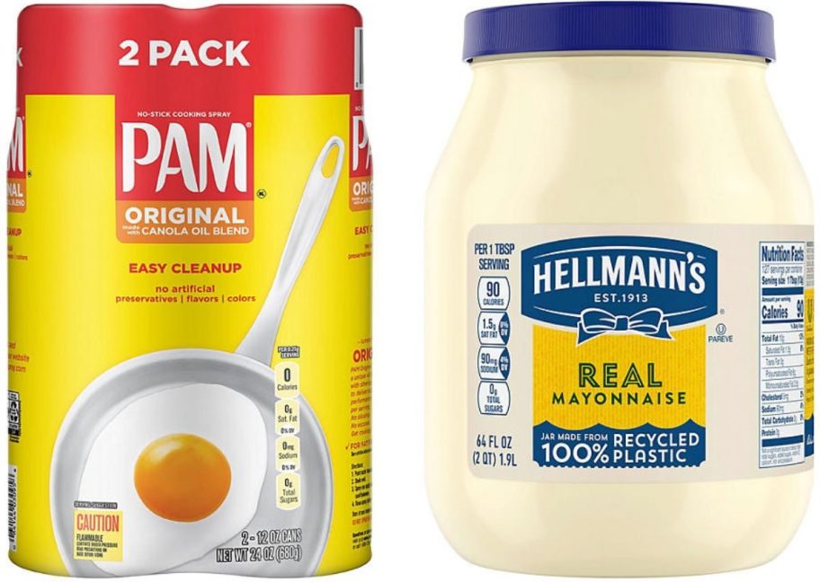 Stock images f Pam Cooking Spray and Hellmann's Mayo from Sam's Club