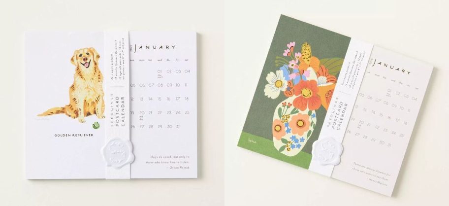 two sets of calendar postcards