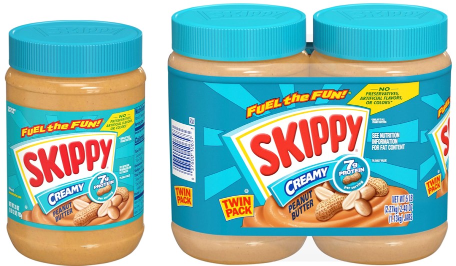 3 jars of Skippy Creamy Peanut Butter