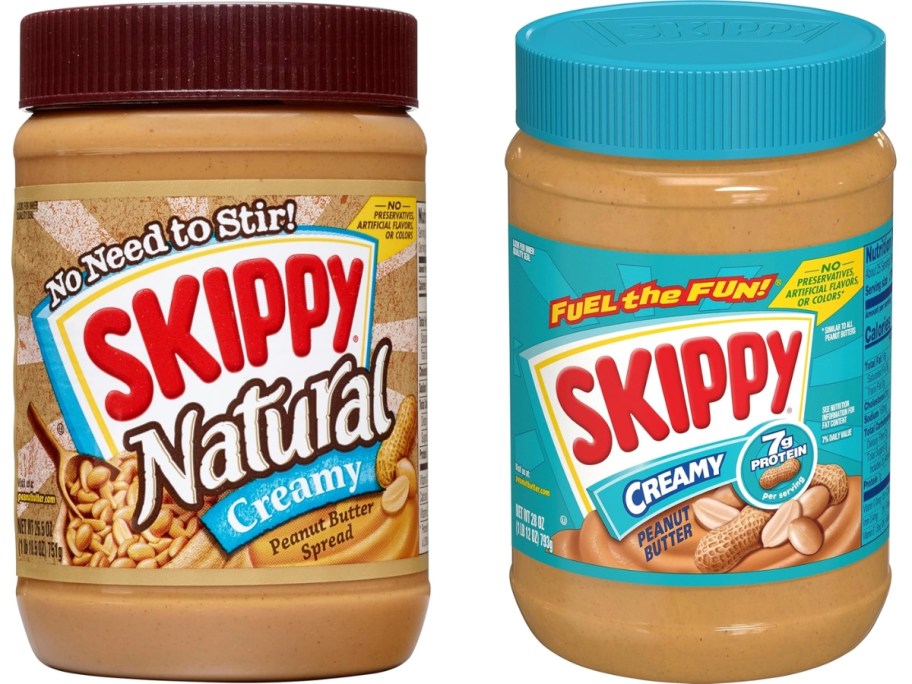 stock images of skippy natural and original creamy peanut butter jars