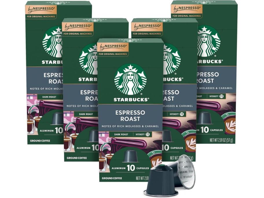 Stock image of Starbucks Nespresso Original Line 50-Count Pods in Dark Roast Espresso