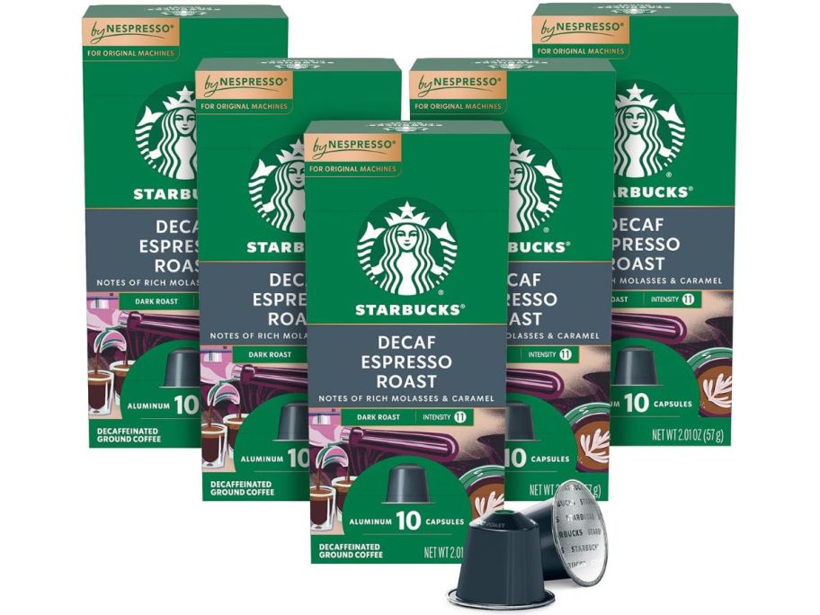 Stock image of Starbucks Nespresso Original Line 50-Count Pods in Decaf Espresso
