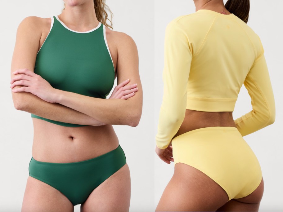 women in green and yellow swimsuits