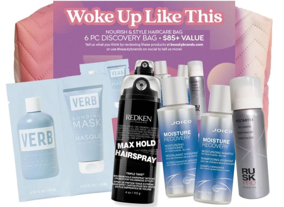 Beauty Brands Woke Up Like This Bag and products stock image