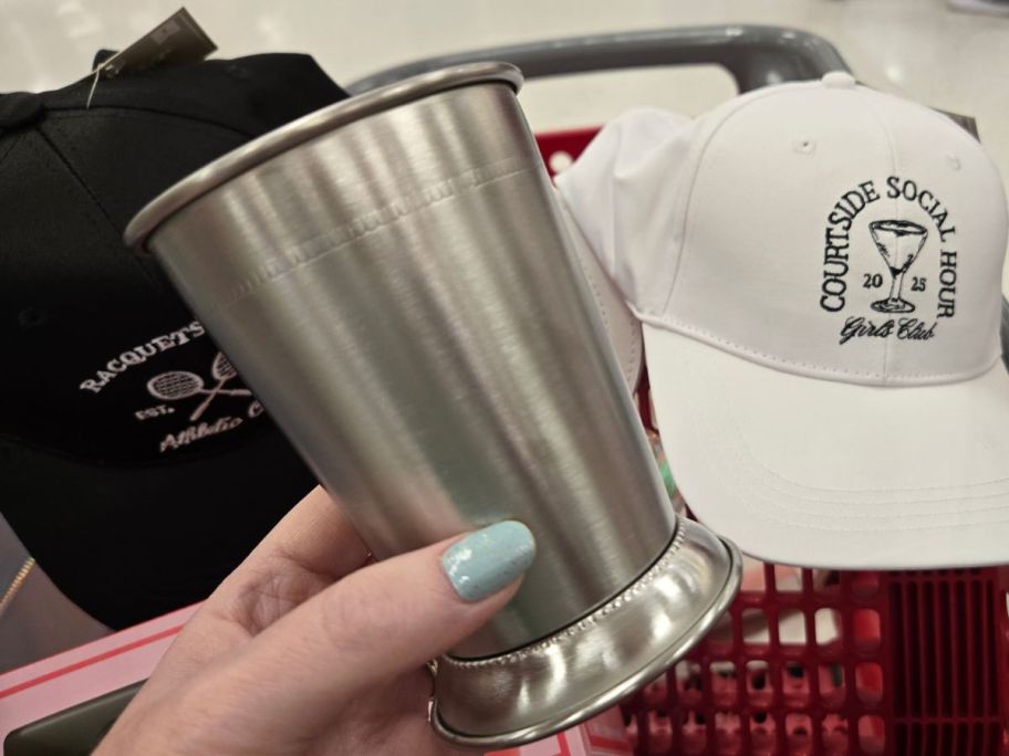 silver Mint Julep Cup in hand in store