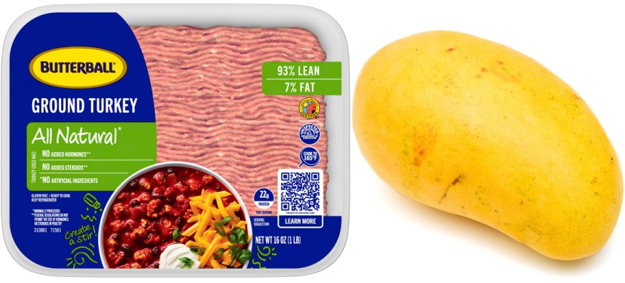 butterball ground turkey package and honey mango