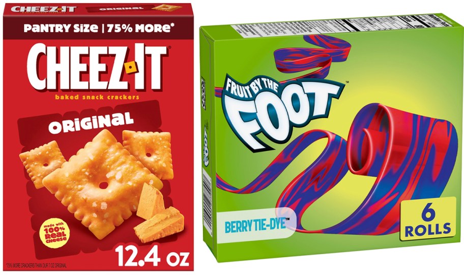 cheez it crackers and fruit by the foot snacks box