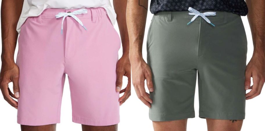two men wearing shorts