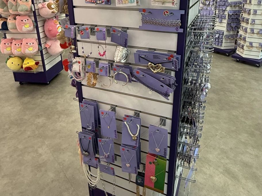 in-store image of claires jewelry display