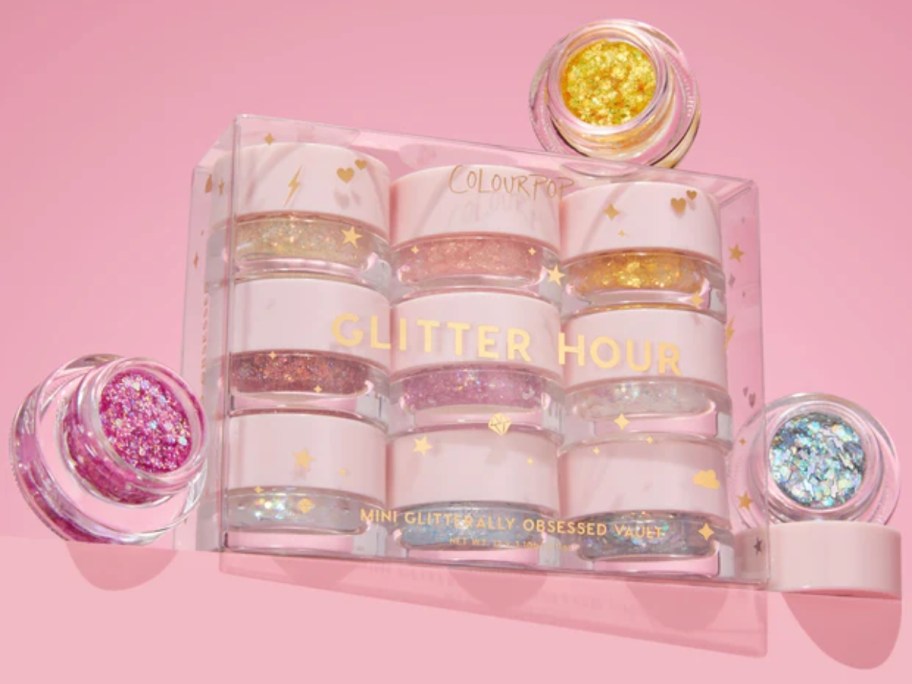a set of glitter eyeshadow pods