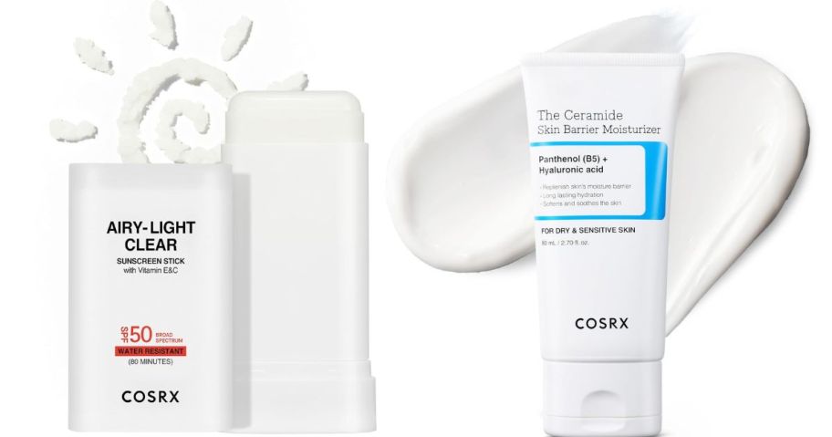 Cosrx sunscreen stick and cosrx moisturizer
