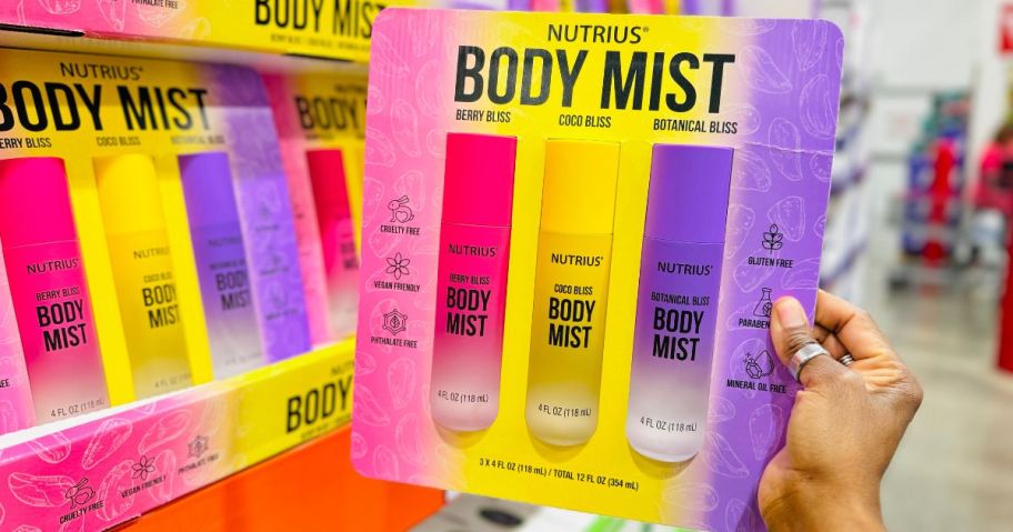 Nutrius Body Mist 4oz 3-Pack in hand in store