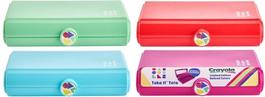 crayola take it tote caboodle in 4 different colors