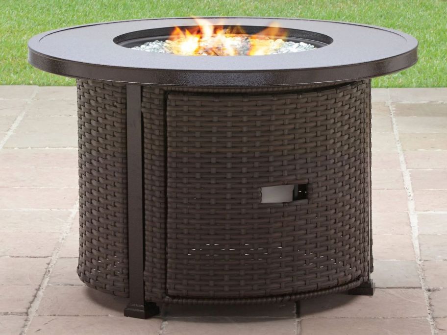 Better Homes & Gardens Colebrooke 37" Gas Fire Pit Table on patio