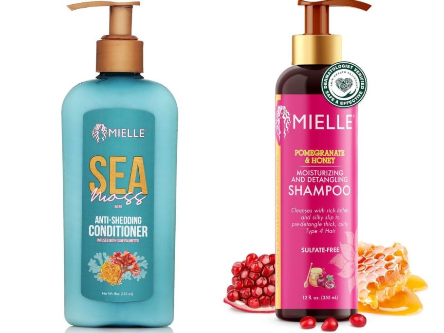 Mielle Organics Sea Moss Anti-Shedding Conditioner 8oz and Mielle Organics Pomegranate & Honey Moisturizing & Detangling Shampoo 12oz