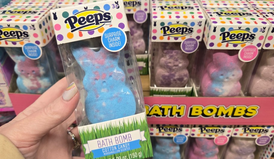 hand holding Easter Bath Bombs at the store