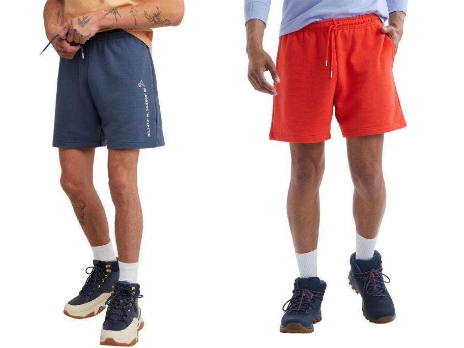 two men wearing Hanes Men's Explorer French Terry 6" Shorts