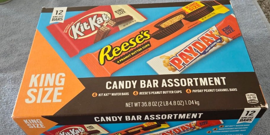 king size kit kat, reese's and payday candy bar box 