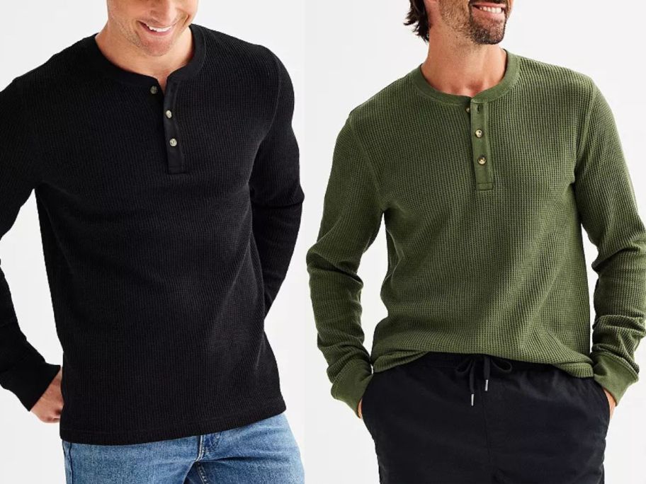 Sonoma Goods For Life Men's Long Sleeve Waffle Henley Tee