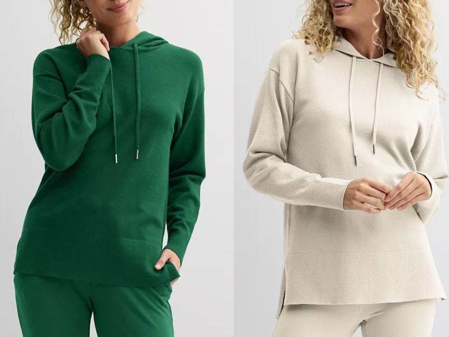 Stock images of two women wearing Tek Gear sweaters