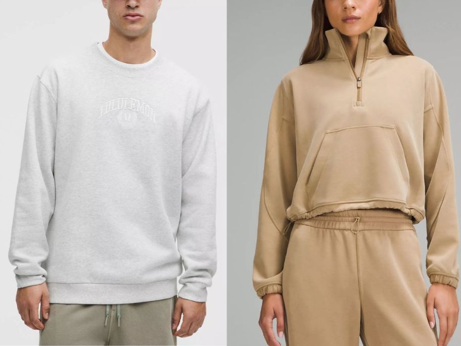  blululemon zip up sweater and crewneck sweatshirt in men