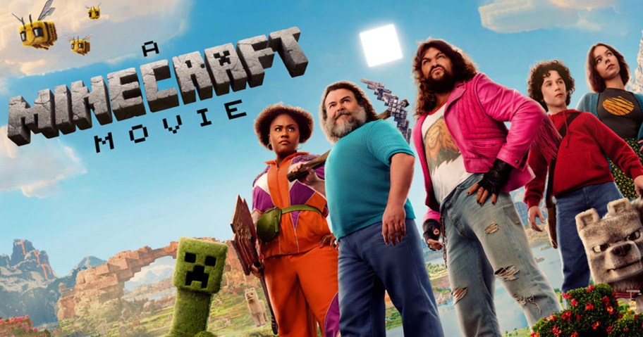 a minecraft movie poster with actors 