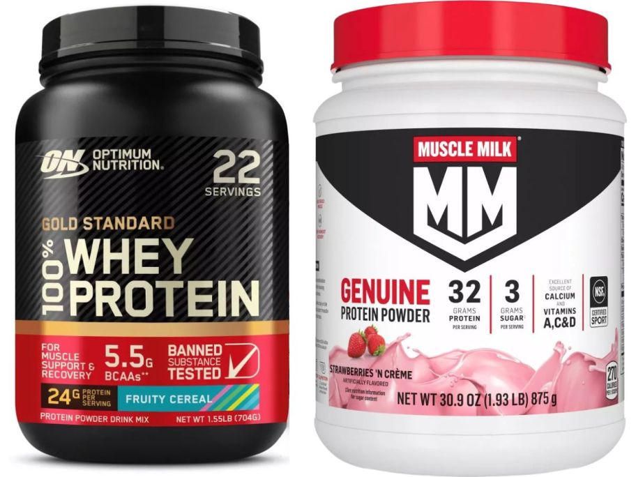 protein powder tub stock images