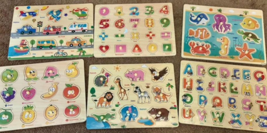 Wooden Educational Puzzle 6-Pack $14 Shipped for Prime Members (Just Over $2 Each!)