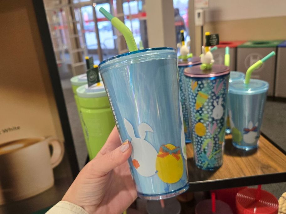 Starbucks Easter Tumbler in hand in store