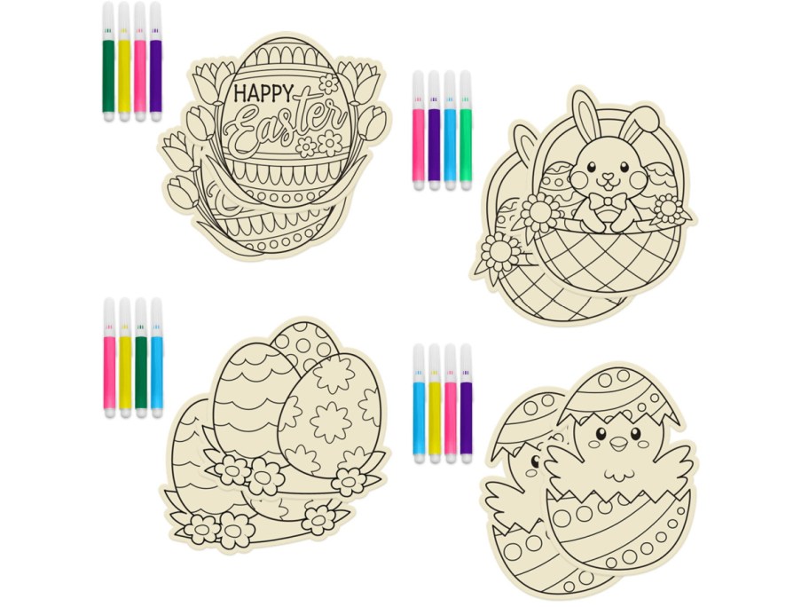 stock image of Easter Themed DIY Wood Craft Kits with Markers Set 30 Count