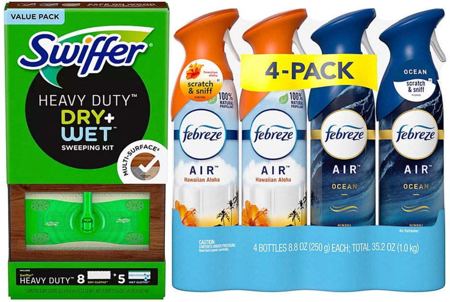 swiffer sweeper box and 4 febreze air effects 