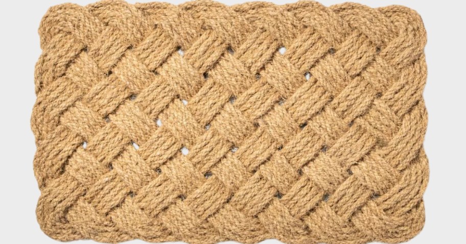 a jute knotted doormat