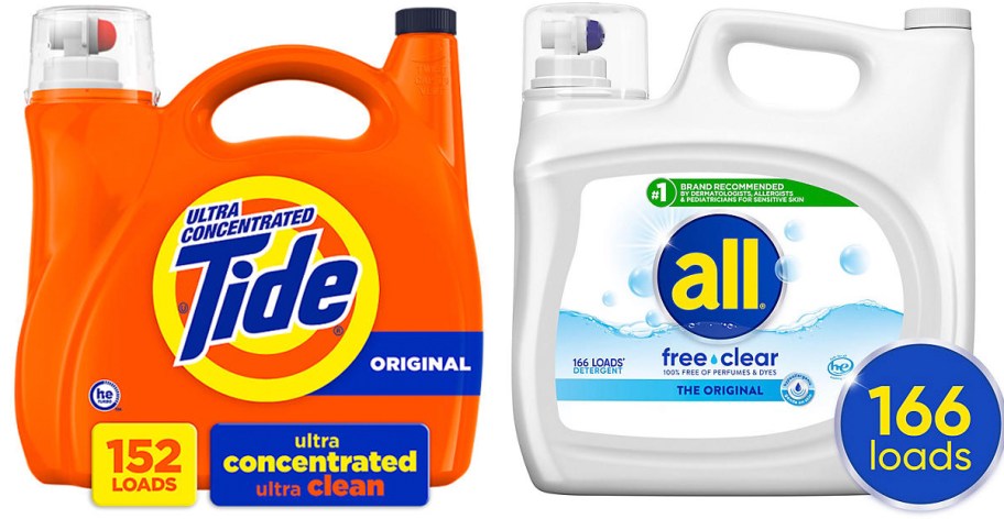 tide and all laundry detergent bottles