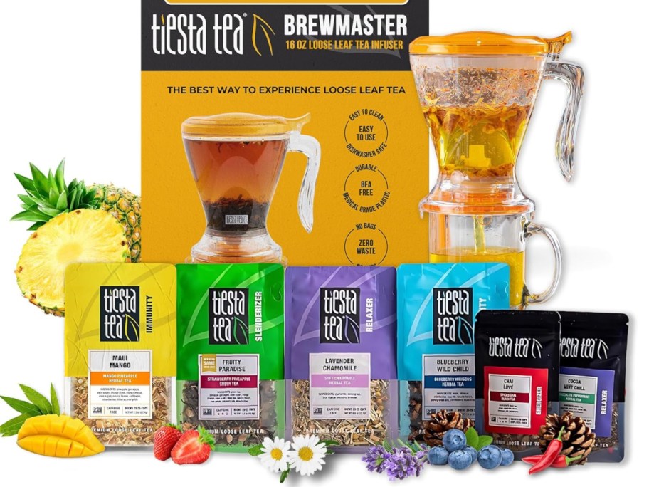 tiesta tea starter kit, fruit, and flowers