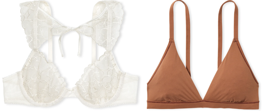 two vs and pink bras