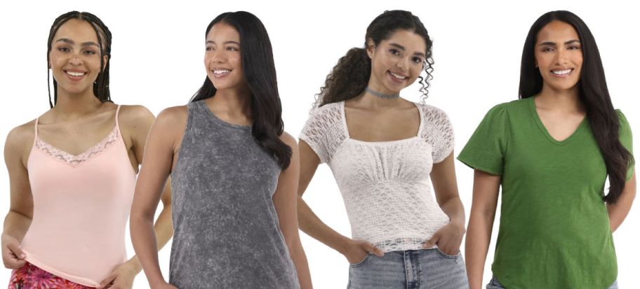 4 women on a white background