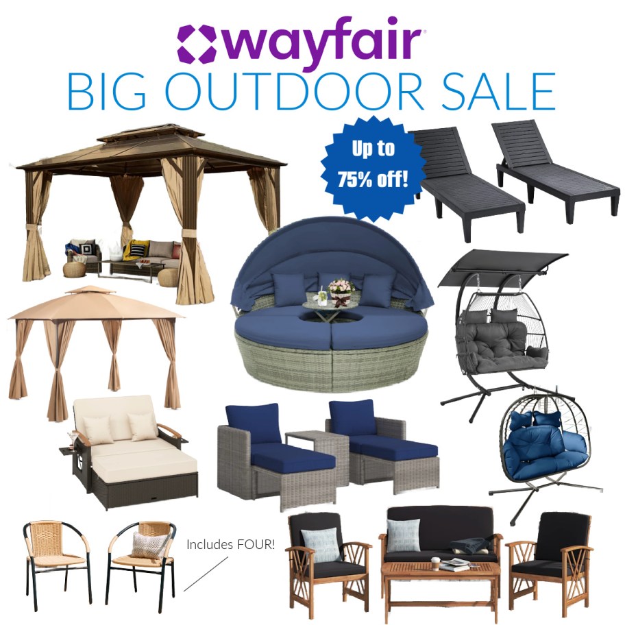 many patio items in a collage