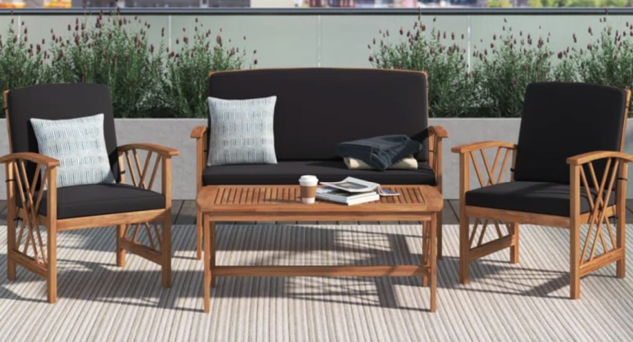 black and brown wicker patio set