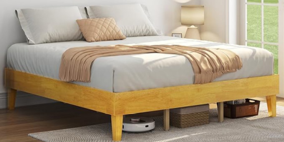 Wooden King Bed Frame Only $69.99 Shipped on Amazon (No Box Spring Needed)