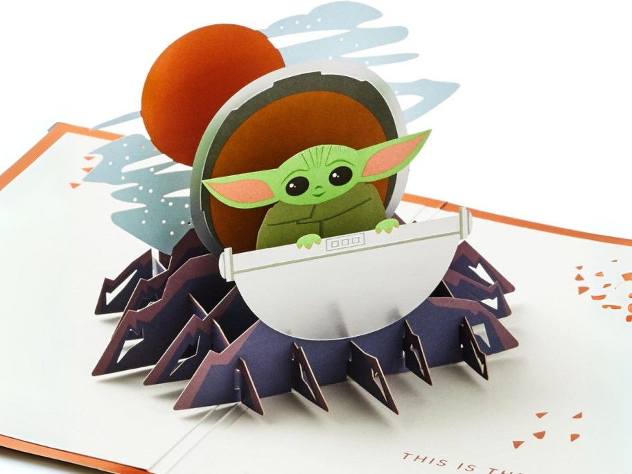 a Baby Yoda pop up card